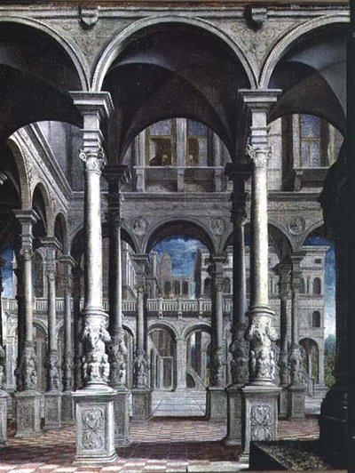 The Annunciation: Detail of Architecture by Paris Bordone